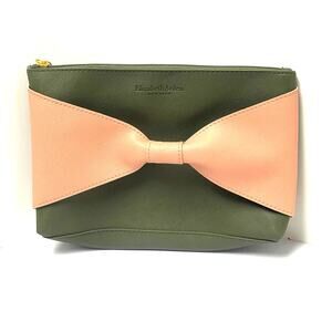 Elizabeth Arden Holiday Clutch Cosmetics Bag Green Pink Bow Slip Through Handle
